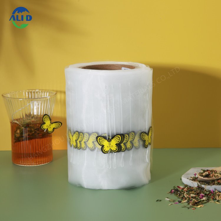 Pyramids Nylon Mesh Triangle Teabag Pembungkusan Beg Filem Gulung dengan Tali dan Tag